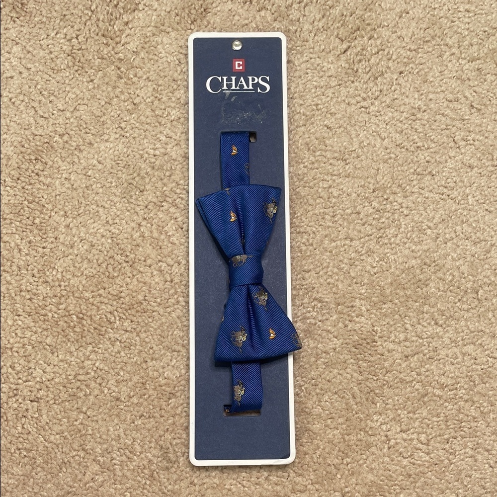 NWT Chaps Navy Bow Tie with Colorful Mini Horse Accents